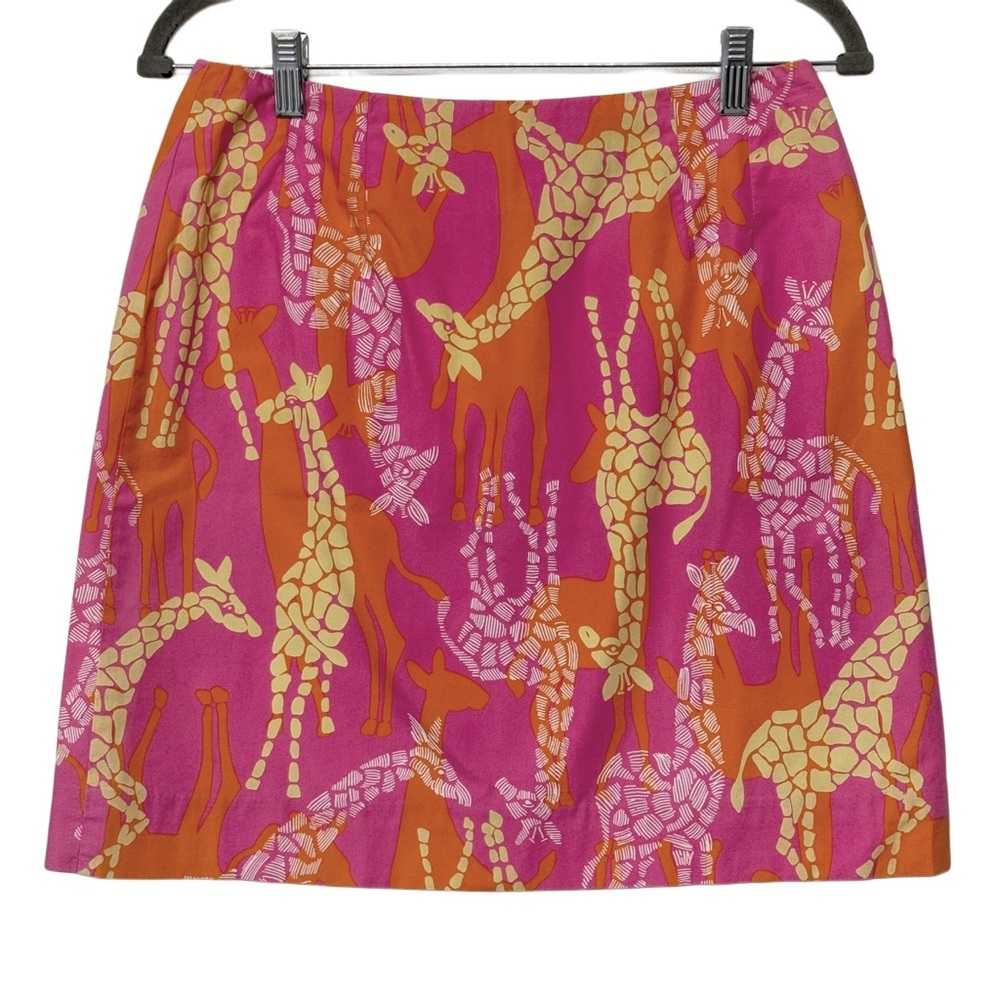 {Lilly Pulitzer} "Bella Giraffe" Vintage White Label Cotton A-Line Mini Skirt